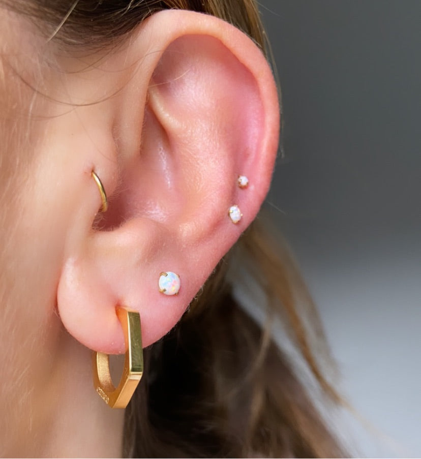 Selena Gold Hexagon Hoops - Cameo