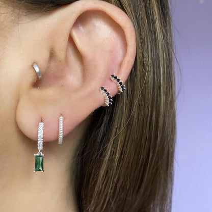 Emerald Silver Hoop Earrings - Shop Cameo Ltd