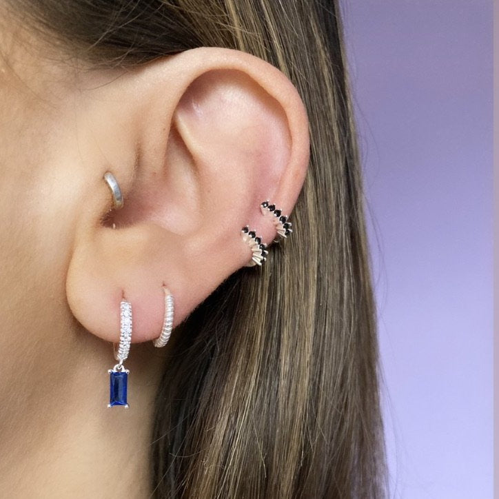 Sapphire Silver Hoop Earrings - Shop Cameo Ltd