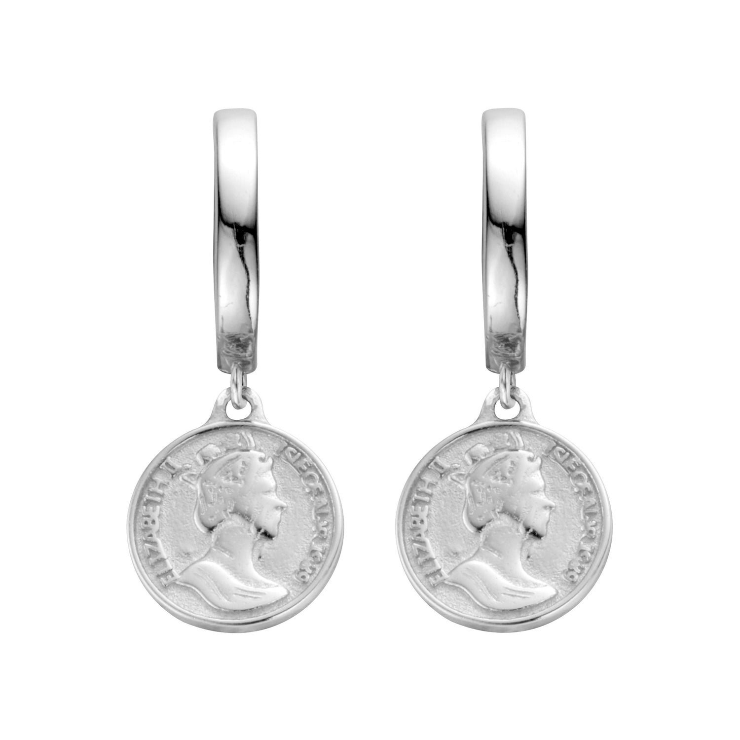 Silver Coin Hoop Earrings - Shop Cameo Ltd
