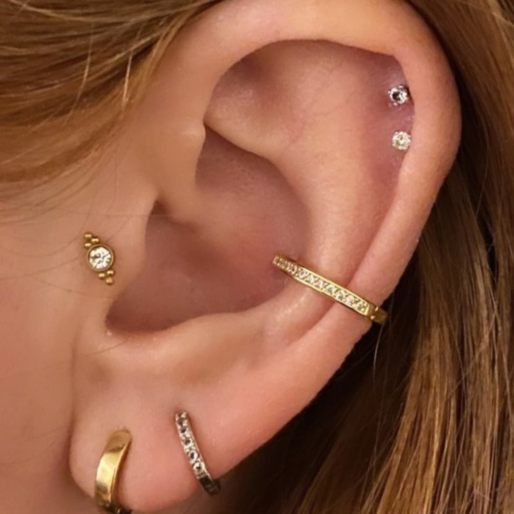 16G Unique Conch Piercing Jewelry with Steel and CZ Gem – OUFER BODY JEWELRY